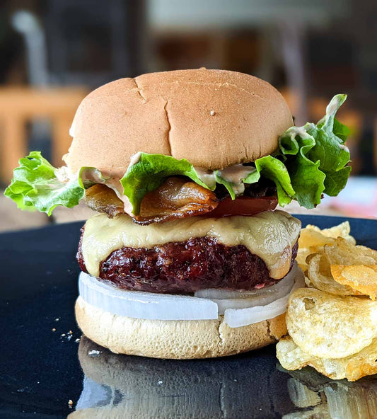 Smoked Burger with Spicy Chili Mayo