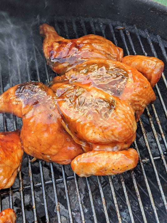 Spatchcock Chicken with Maple-Whisky BBQ Sauce