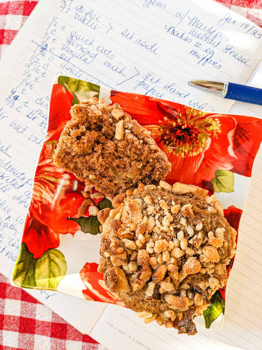 Chunky Apple Muffins with Marzipan-Walnut Streusel Topping